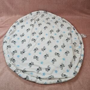 SL Home Fashions Round Plush Baby Tummy Time Playmat with Elephant & Star Print